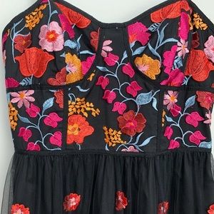 Aidan Mattox Black Floral Embroidered Dress